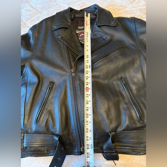 River Road Cropped Moto Heavy Leather Jacket Size L Men’s 44 Black Zip Road Trip - Picture 7 of 14